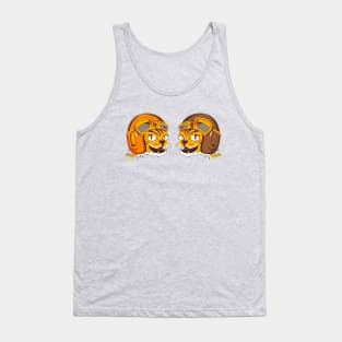 Two Tigers wearing vintage flying helmet's and goggles Tank Top